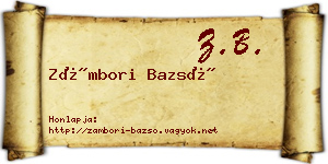 Zámbori Bazsó névjegykártya
